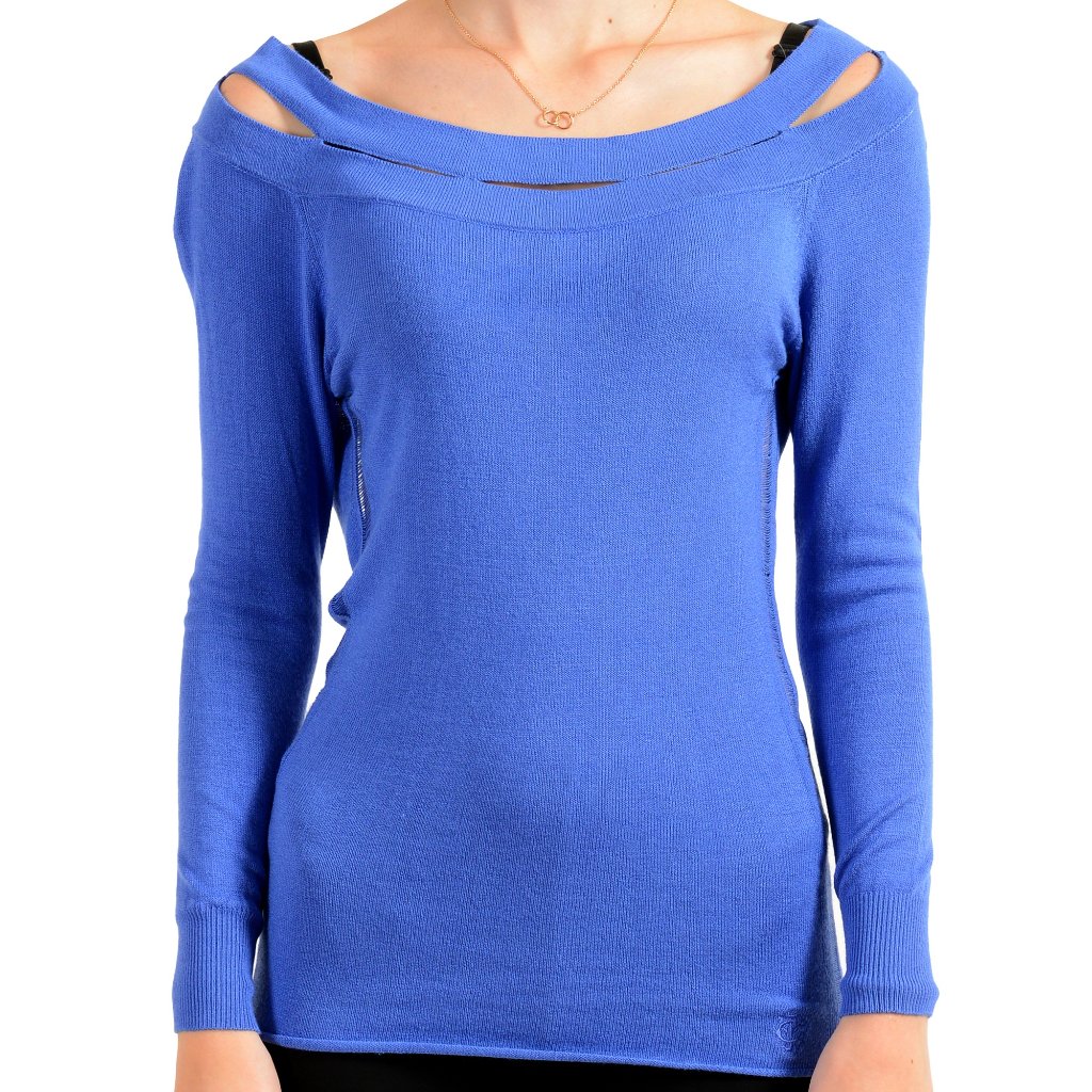 Just Cavalli Women's Blue Open Back Sweater Us S It 40